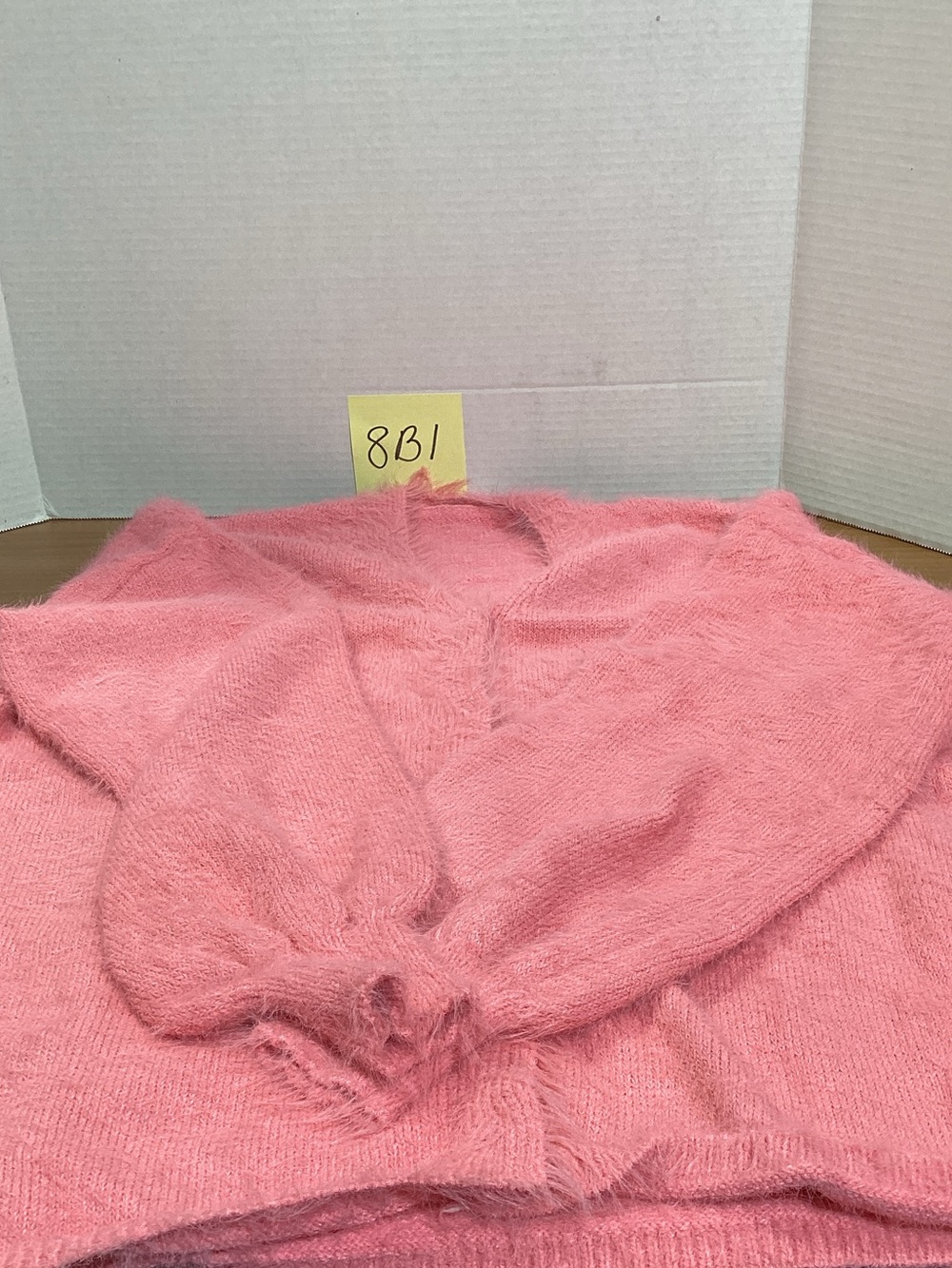 MODA ME COUTURE Pink Fuzzy V-Neck Sweater